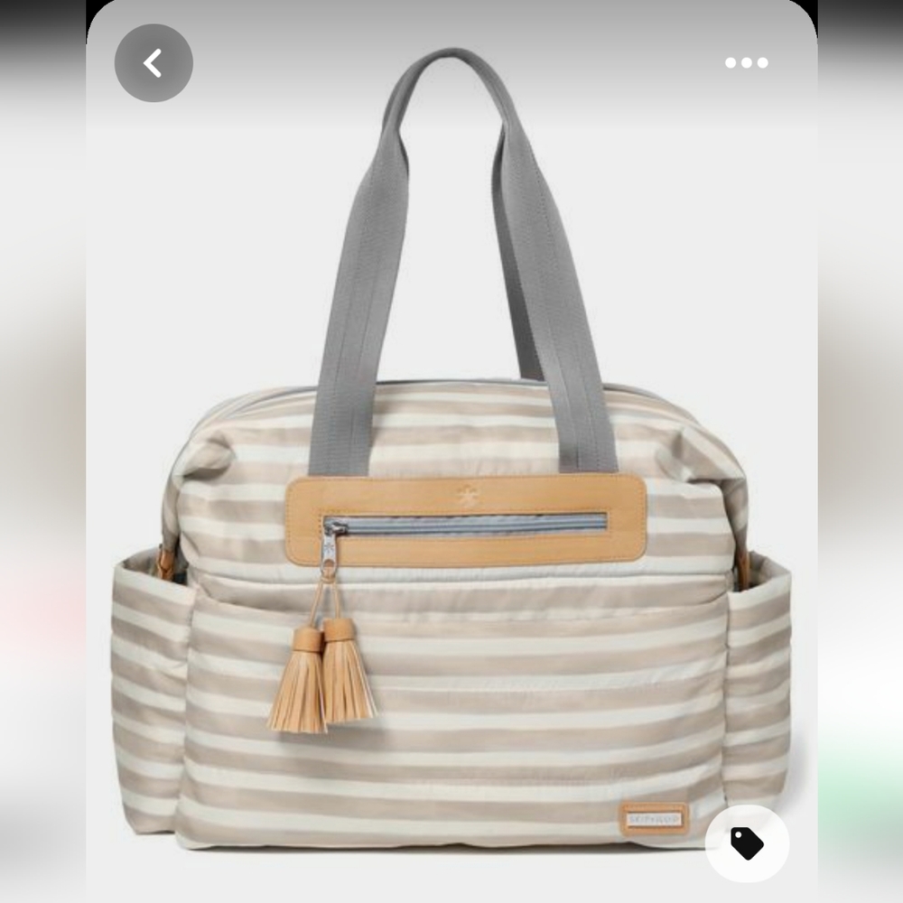 Skip Hop satchel diaper bag, Oyster stripe
